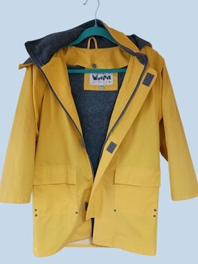 Wippette Bright Yellow Kids' Hooded Raincoat with Removable Grey Lining M 10-12
